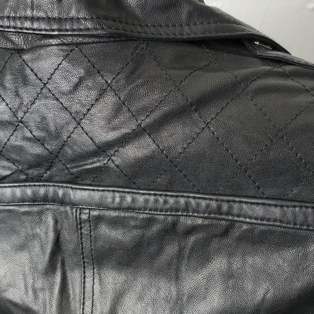 Black leather Moto jacket - Picture 4 of 8